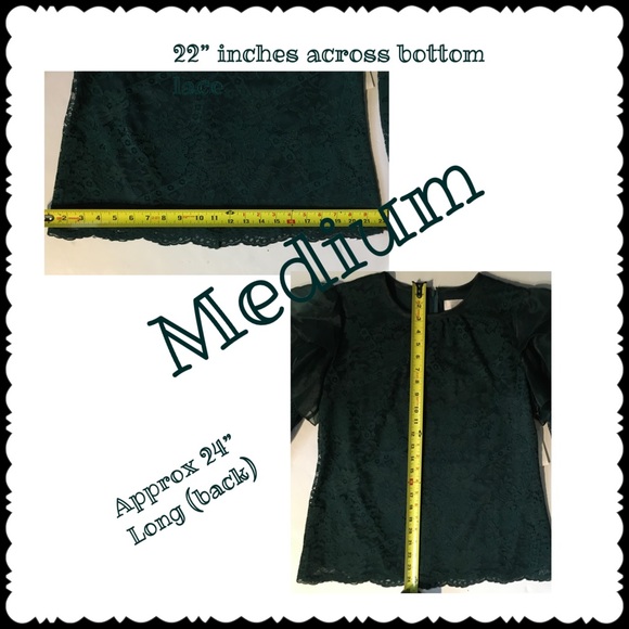 RACHEL PARCELL JEWEL NECK EMERALD GREEN FLUTTER WING SATIN LK CUFF TOP L… - Picture 5 of 11